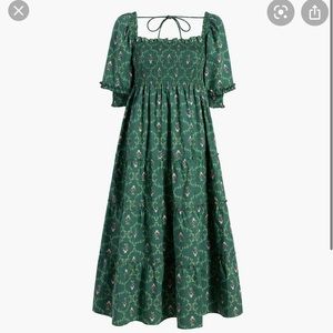 Hill House - Nesli Nap Dress - Emerald Trellis